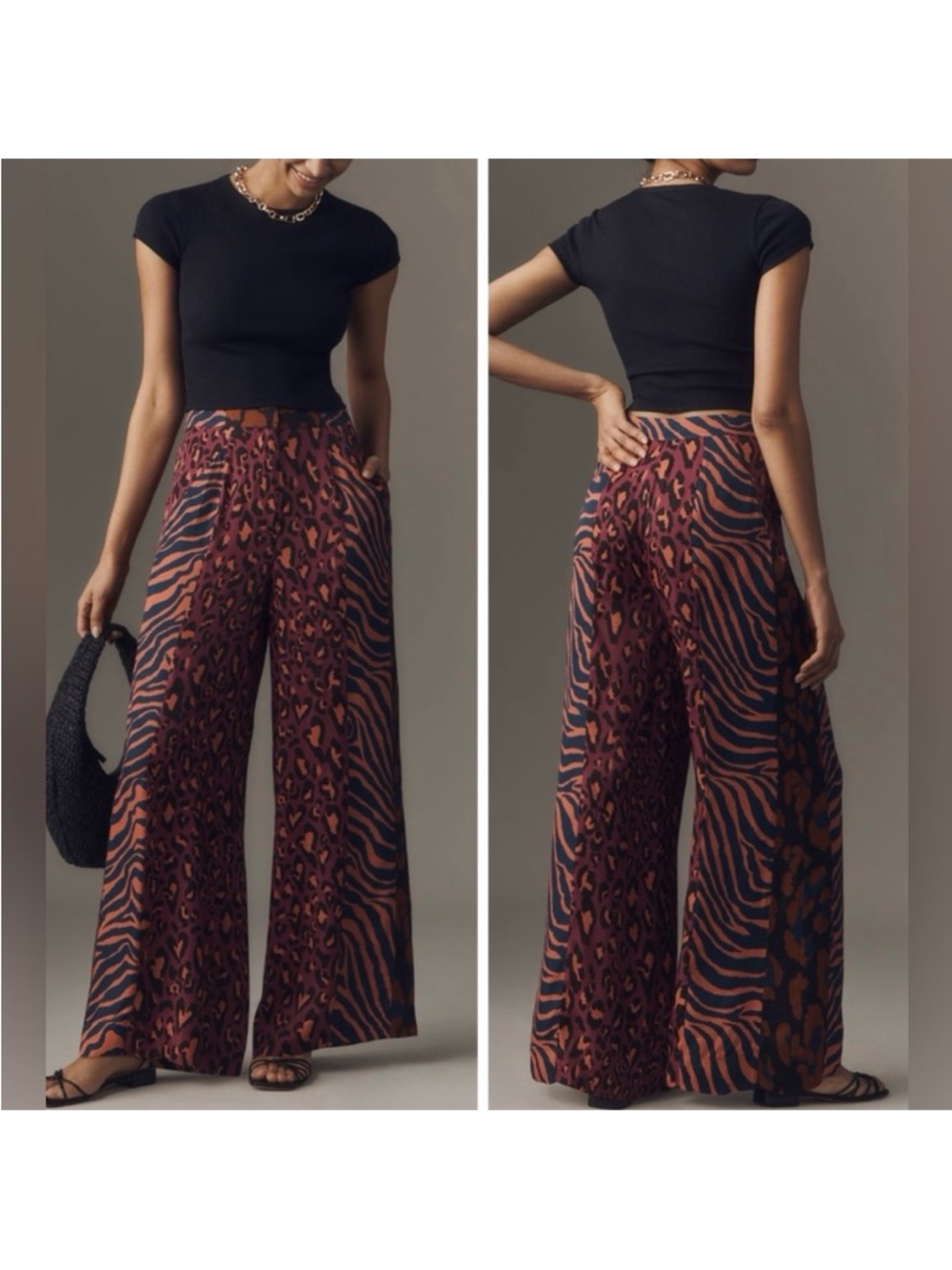 Farm Rio x Anthropologie Mixed Print Wide Leg Palazzo Pants
